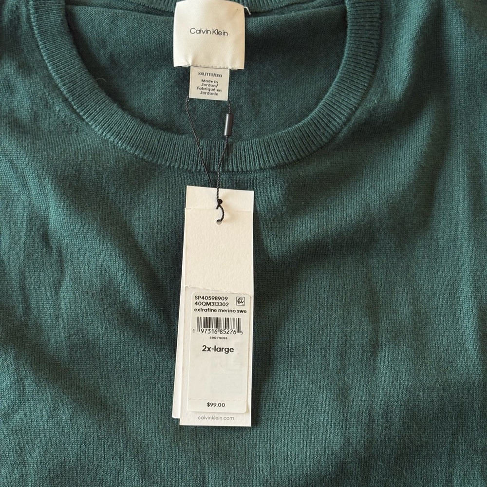 Calvin Klein Men's Teal Crewneck Sweater